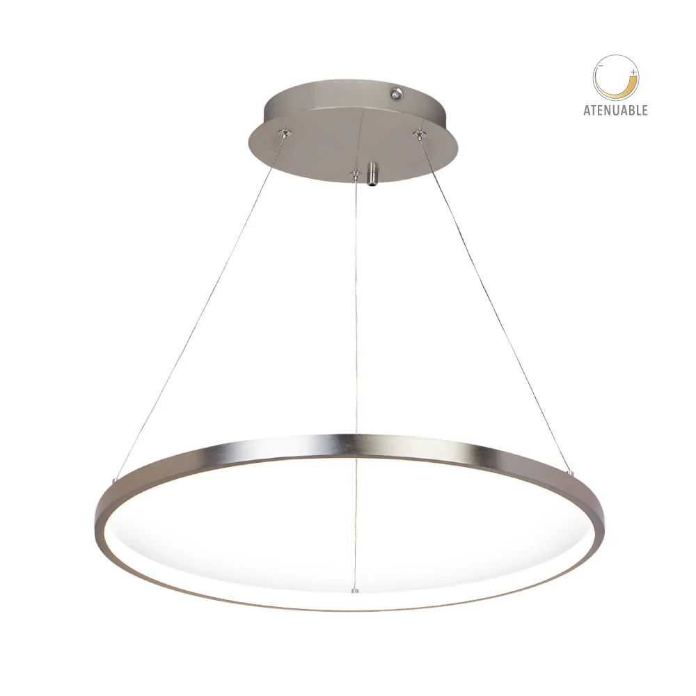 Colgante Circular de 1 Anillo LED 50 cm ø, 1.59 m de Altura, 32 W, Luz Suave Cálida, Atenuable, LED integrado