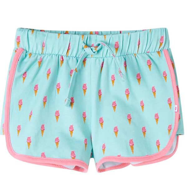 Pantalones cortos infantiles con cordón menta claro 128 128 (7-8 años)