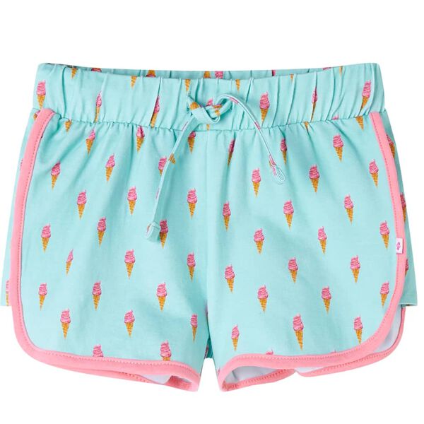 Pantalones cortos infantiles con cordón menta claro 140 140 (9-10 años)
