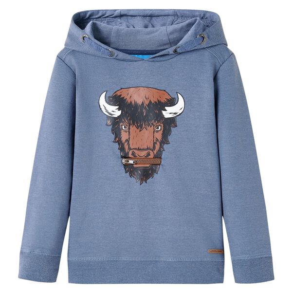 Sudadera infantil con capucha azul melange 104 104 (3-4 años)