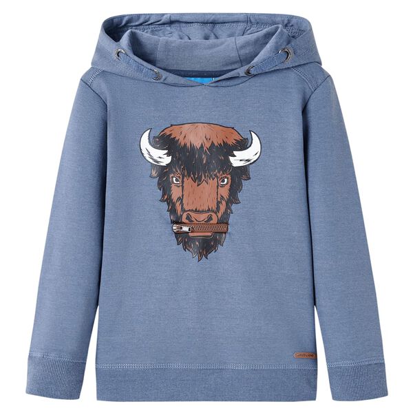 Sudadera infantil con capucha azul melange 128 128 (7-8 años)