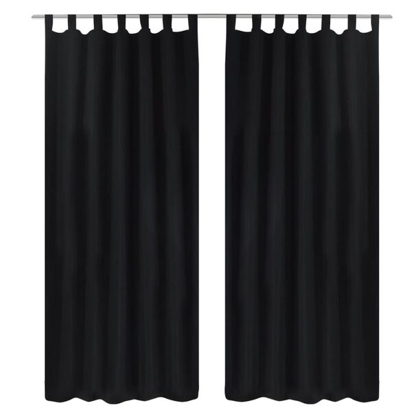 2 cortinas negras micro-satinadas con trabillas 140 x 225 cm Negro 225 cm