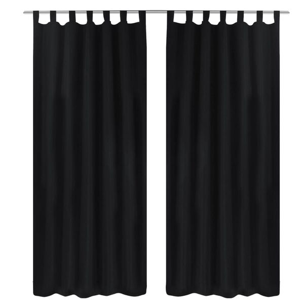 2 cortinas negras micro-satinadas con trabillas 140 x 245 cm Negro 245 cm