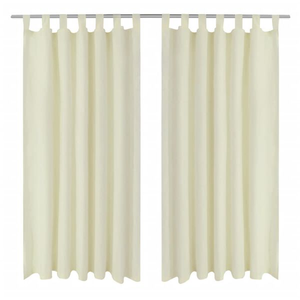 2 cortinas micro-satinadas con trabillas 140 x 245 cm Crema 245 cm