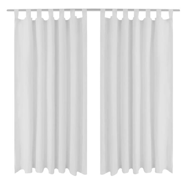 2 cortinas blancas micro-satinadas con trabillas 140 x 175 cm Blanco 175 cm