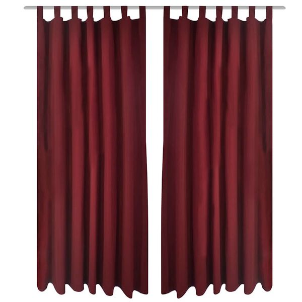 2 cortinas micro-satinadas con trabillas color burdeos 140 x 175 cm Burdeos 175 cm