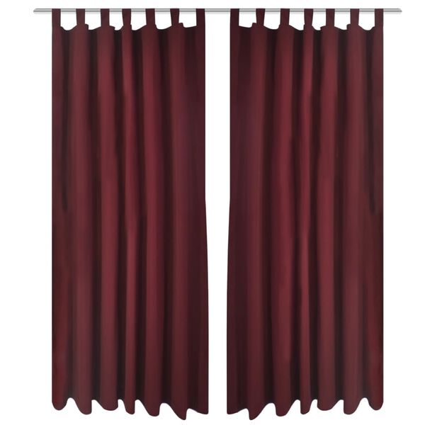 2 cortinas micro-satinadas con trabillas color burdeos 140 x 225 cm Burdeos 225 cm