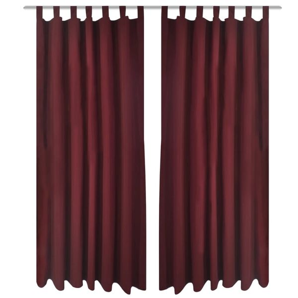 2 cortinas micro-satinadas con trabillas color burdeos 140 x 245 cm Burdeos 245 cm