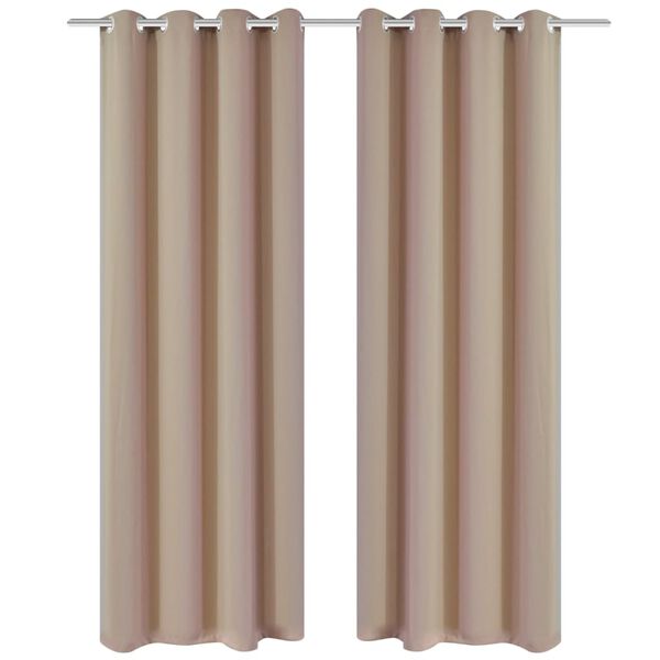 2 cortinas oscurecedoras con anillas blanco crema blackout 135x245cm Crema 135 x 245 cm