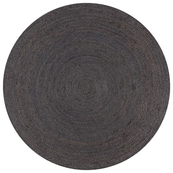 Alfombra de yute tejida a mano redonda gris 90 cm Gris oscuro 90 cm