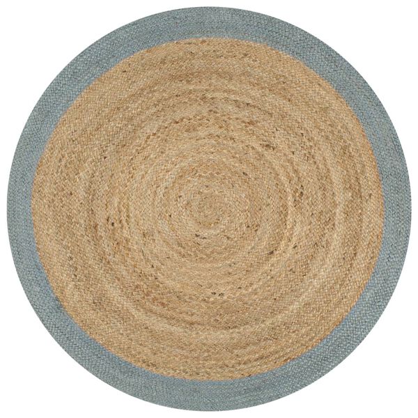 Alfombra hecha a mano de yute con borde verde oliva 120 cm Verde oliva 120 cm