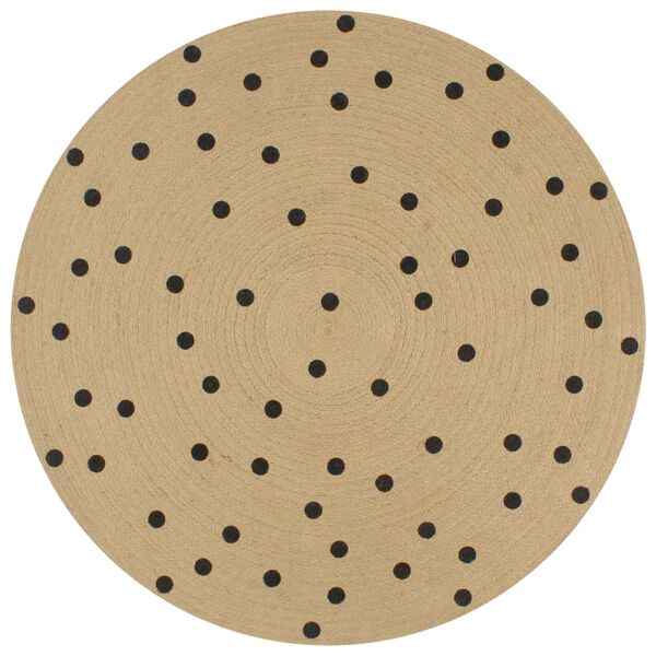 Alfombra de yute tejida a mano de yute estampado lunares 90 cm 90 cm Lunares