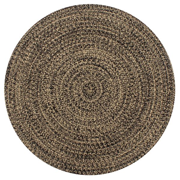 Alfombra de yute tejida a mano negro y natural 90 cm Negro 90 cm