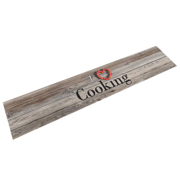 Alfombra de cocina lavable terciopelo Cooking gris 60×300 cm Madera 60 x 300 cm