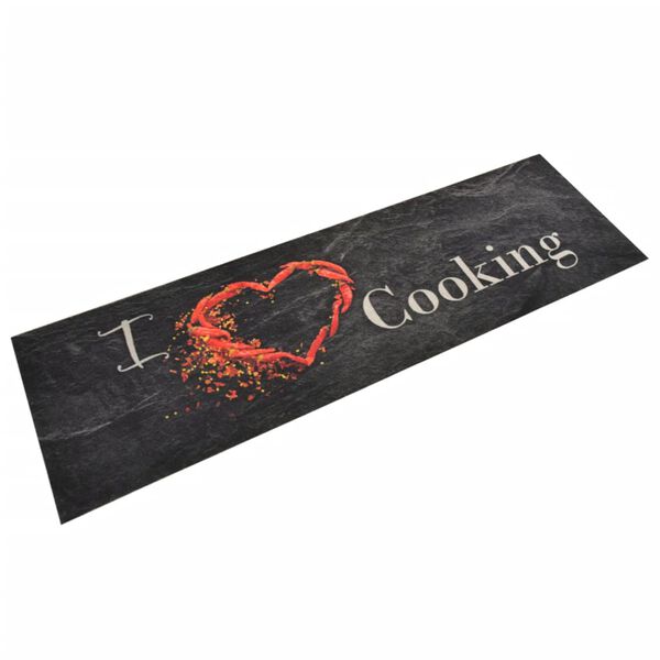 Alfombra de cocina lavable terciopelo Cooking negro 45×150 cm Negro 45 x 150 cm