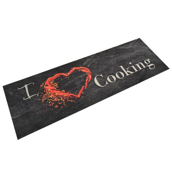 Alfombra de cocina lavable terciopelo Cooking negro 60×180 cm Negro 60 x 180 cm