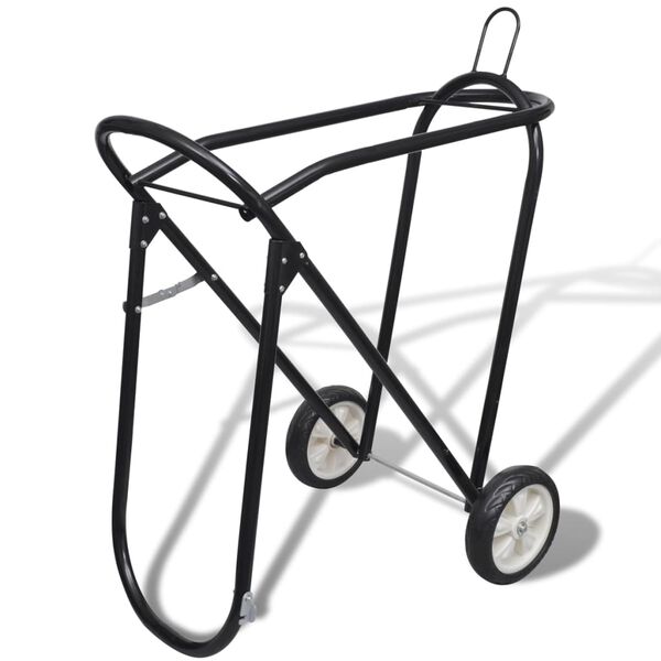 Soporte metálico y plegable para silla de montar a caballo