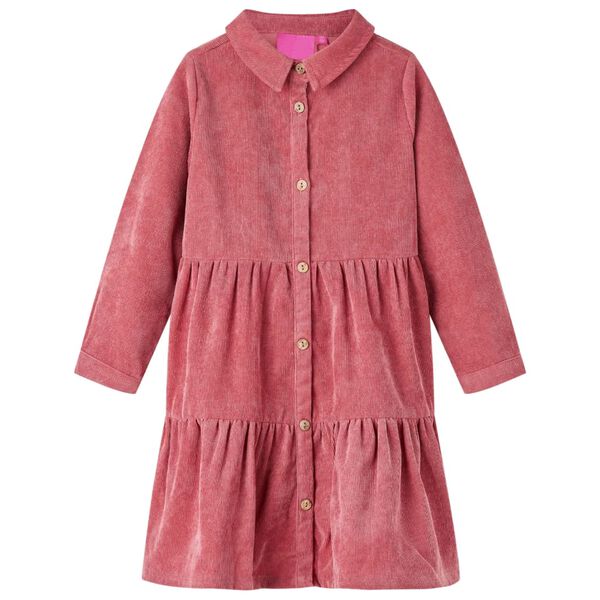 Vestido infantil de manga larga de pana rosa palo 104 104 (3-4 años)