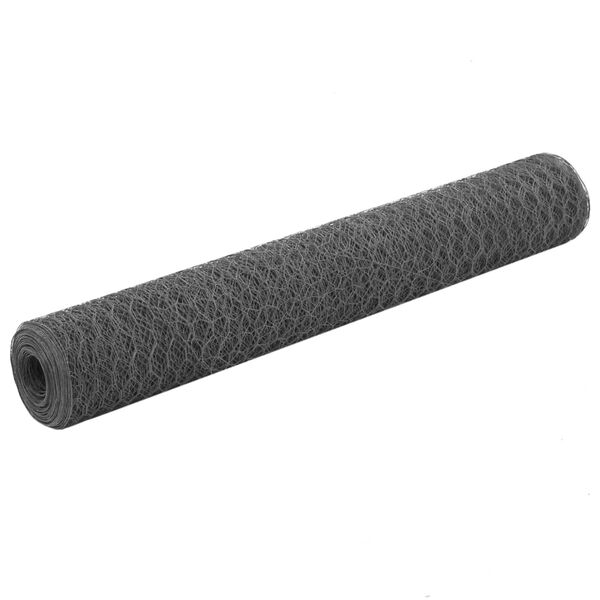 Alambrada de gallinero acero revestimiento PVC gris 25×1 m Gris 143283