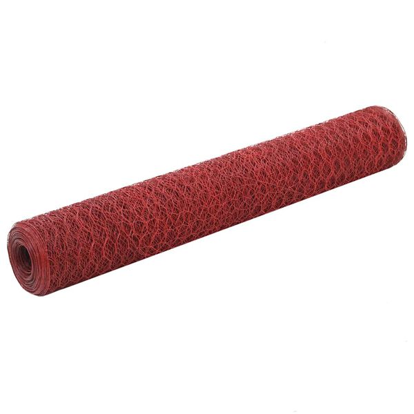 Alambrada de gallinero acero revestimiento PVC rojo 25×1 m Rojo 1 m
