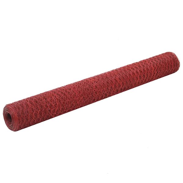 Alambrada de gallinero acero revestimiento PVC rojo 25×12 m Rojo 1.2 m