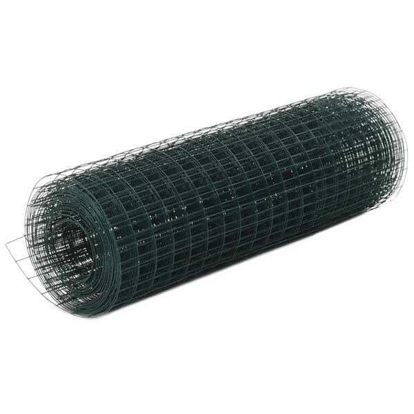 Alambrada de gallinero acero recubrimiento PVC verde 25×05 m Verde 25 x 0.5 m 16 x 16 mm