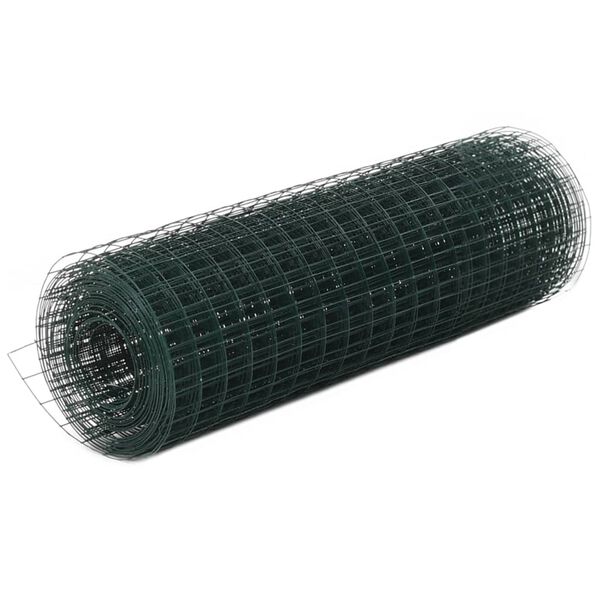 Alambrada de gallinero acero recubrimiento PVC verde 25×05 m Verde 25 x 0.5 m 19 x 19 mm