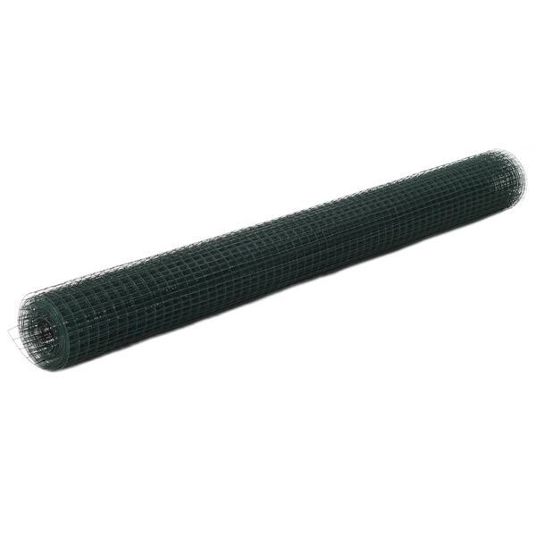 Alambrada de gallinero acero recubrimiento PVC verde 25×15 m Verde 25 x 1,5 m 19 x 19 mm