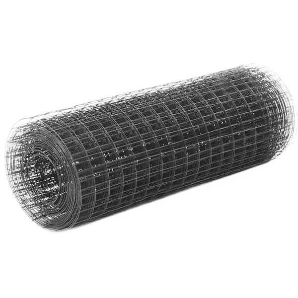 Alambrada de gallinero acero recubrimiento PVC gris 25×05 m Gris 25 x 0.5 m 19 x 19 mm