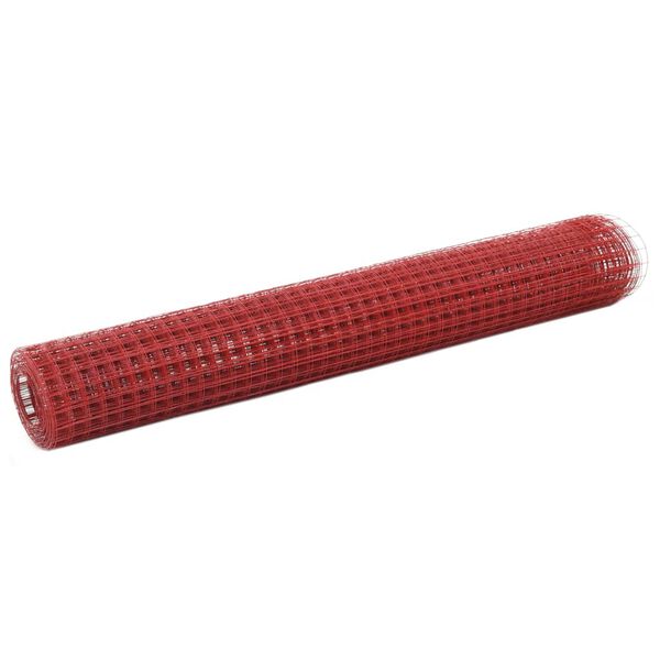 Alambrada de gallinero acero revestimiento PVC rojo 10×1 m Rojo 25 x 25 mm 10 x 1 m
