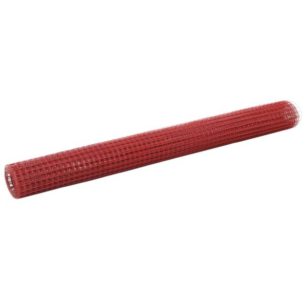 Alambrada de gallinero acero revestimiento PVC rojo 10×15 m