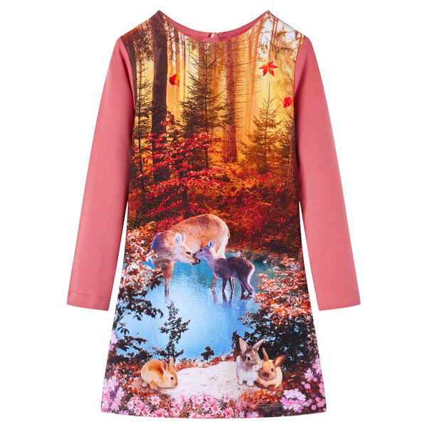 Vestido infantil de manga larga rosa 128 Rosa 128 (7-8 años)