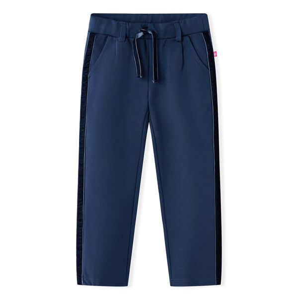 Pantalones infantiles con ribetes negros azul marino 128 128 (7-8 años)