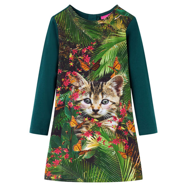 Vestido infantil de manga larga verde oscuro 104 Verde oscuro 104 (3-4 años)