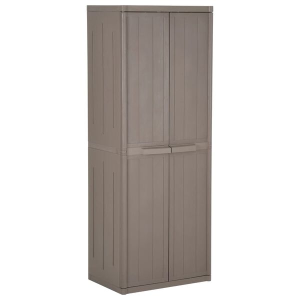 Armario almacenaje de jardín PP apariencia madera 65x45x172 cm Marrón 4 estantes