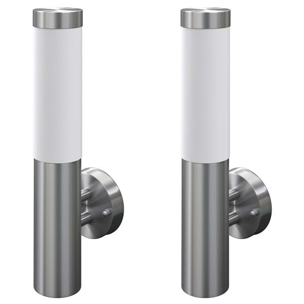 2 Apliques de exterior lámparas de pared acero inoxidable