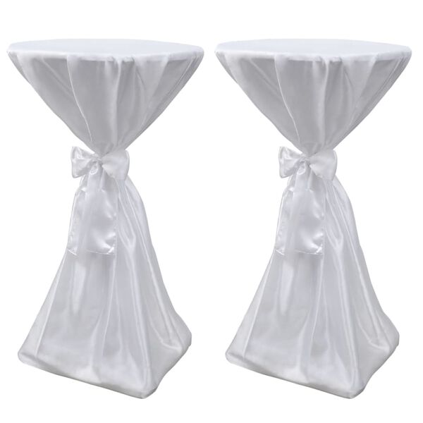 2 manteles blancos de 80 cm con lazo 80 cm