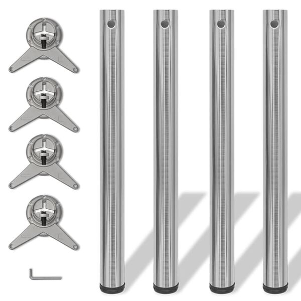 4 Patas de mesa ajustables en alturas 710 mm color níquel pulido Níquel cepillado 710 mm