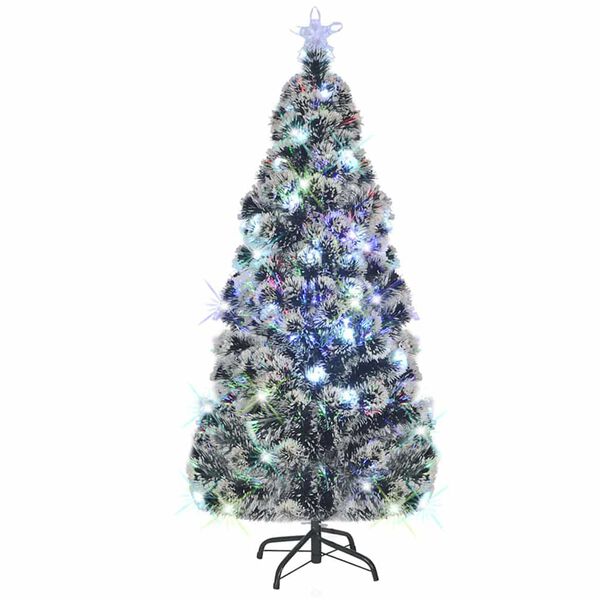 Árbol de Navidad preiluminado con soporte y LED fibra óptica 150 cm Verde 150 cm