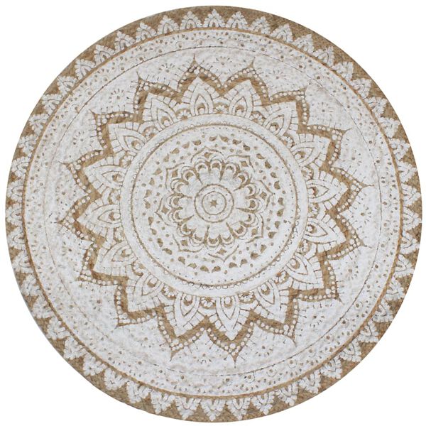 Alfombra redonda con estampado yute trenzado 120 cm 120 cm