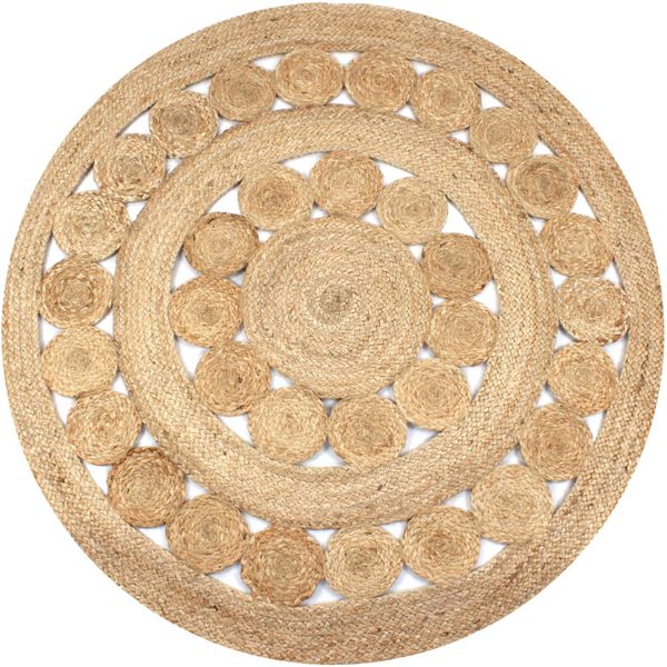 Alfombra redonda con diseño yute trenzado 120 cm 120 cm Diseño