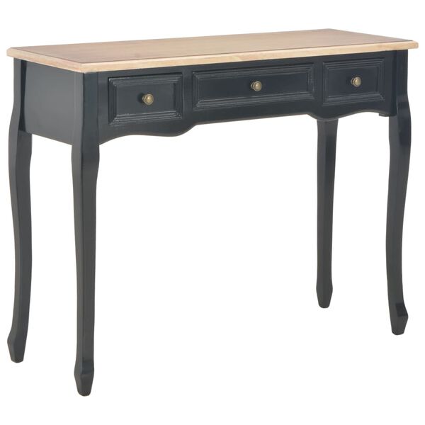 280046 Dressing Console Table with 3 Drawers Black Negro y marrón