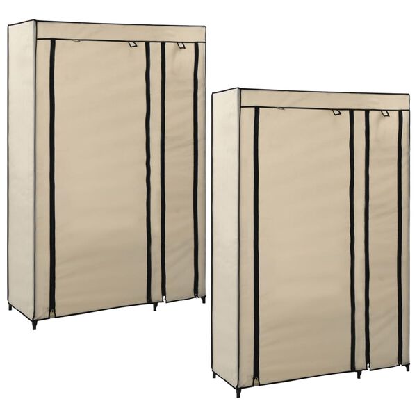Armarios plegables 2 unidades de tela color crema 110x45x175 cm Crema