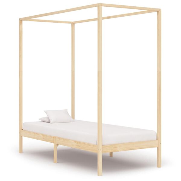 Cama con dosel sin colchón madera maciza 100×200 cm Marrón  100 x 200 cm