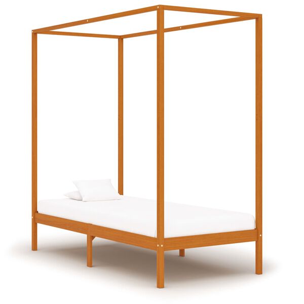 Cama con dosel sin colchón madera maciza marrón miel 90×200 cm Marrón miel  90 x 200 cm