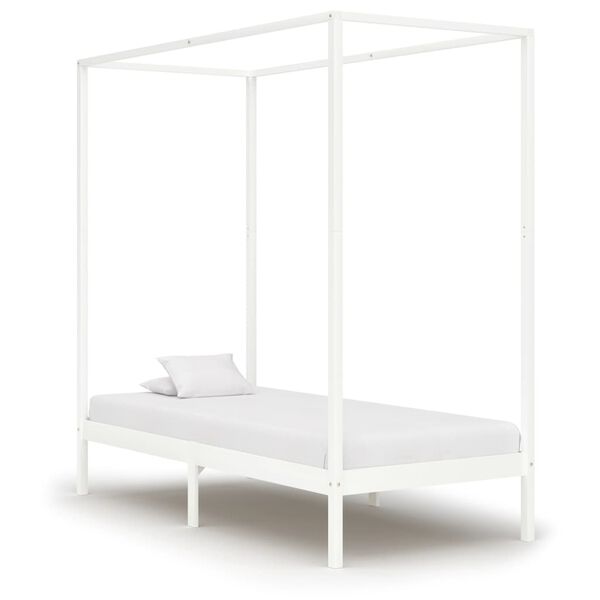 Cama con dosel sin colchón madera maciza blanco 100×200 cm Blanco  100 x 200 cm