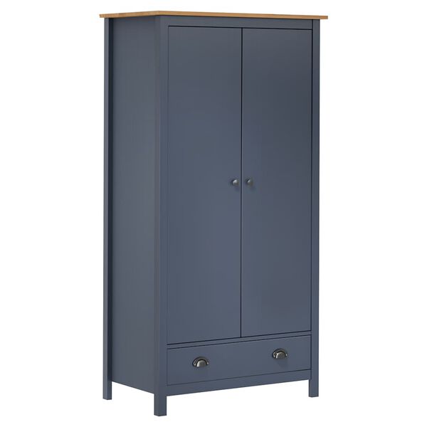 Armario de 2 puertas Hill madera maciza pino gris 89x50x170cm Gris