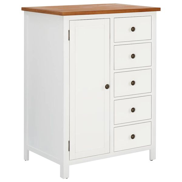 Armario de madera maciza de roble 76x52x105 cm Blanco