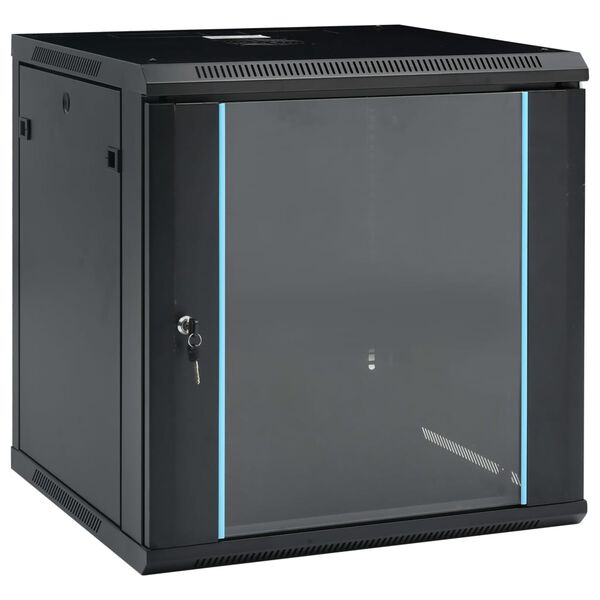 Armario de red de pared 12U 19″ IP20 600x600x640 mm Negro 600 x 600 x 640 mm