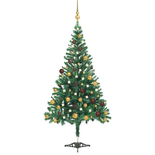 Árbol de Navidad artificial con luces y bolas 230 ramas 120 cm 3077489